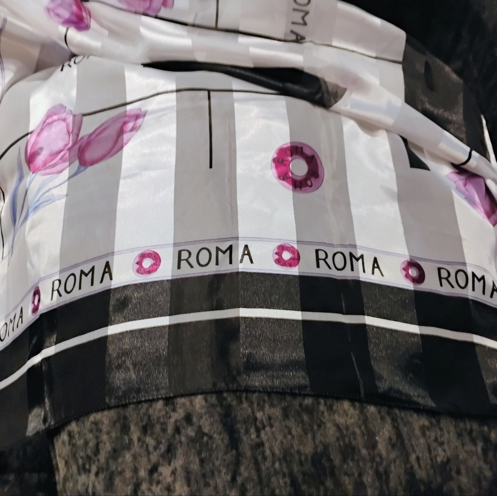 NEW Roma Tulip 🌷 Scarf White And Black Purple Accent - Picture 2 of 4